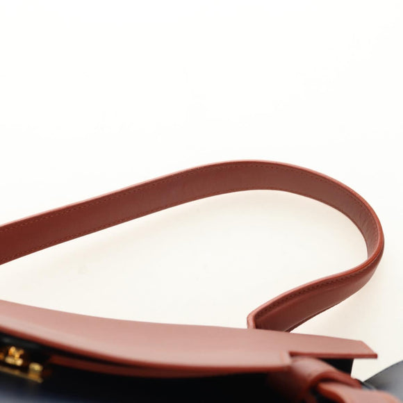 CELINE Belt bag Hand Bag Leather Navy Gold Auth 182925M