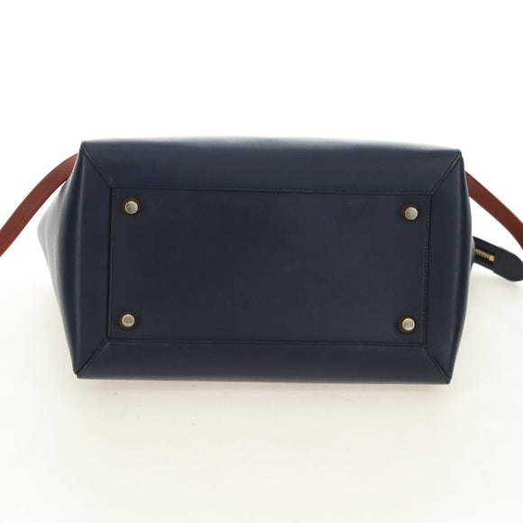 CELINE Belt bag Hand Bag Leather Navy Gold Auth 182925M