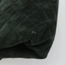 Salvatore Ferragamo Gancini Hand Bag Suede Green Gold Auth 182928-16