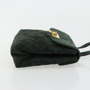 Salvatore Ferragamo Gancini Hand Bag Suede Green Gold Auth 182928-3
