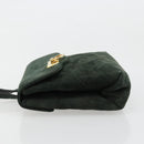 Salvatore Ferragamo Gancini Hand Bag Suede Green Gold Auth 182928-4
