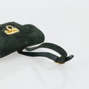 Salvatore Ferragamo Gancini Hand Bag Suede Green Gold Auth 182928-7