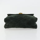 Salvatore Ferragamo Gancini Hand Bag Suede Green Gold Auth 182928-5