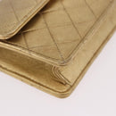 CHANEL Matelasse Chain Shoulder Bag Lamb Skin Gold CC Auth 182936M-14