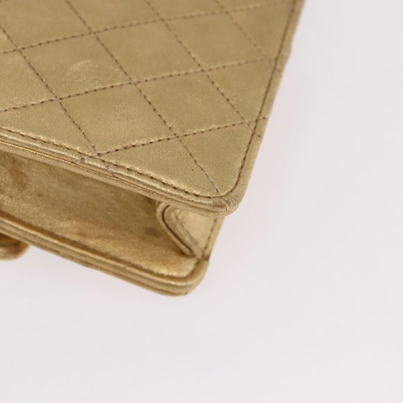 CHANEL Matelasse Chain Shoulder Bag Lamb Skin Gold CC Auth 182936M