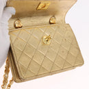 CHANEL Matelasse Chain Shoulder Bag Lamb Skin Gold CC Auth 182936M-21