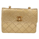 CHANEL Matelasse Chain Shoulder Bag Lamb Skin Gold CC Auth 182936M-13