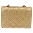 CHANEL Matelasse Chain Shoulder Bag Lamb Skin Gold CC Auth 182936M-2