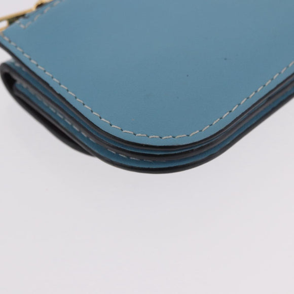 LOEWE Anagram Gate Mini Wallet Leather Blue Gold Auth 182937M