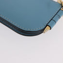 LOEWE Anagram Gate Mini Wallet Leather Blue Gold Auth 182937M-16