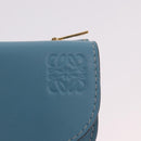 LOEWE Anagram Gate Mini Wallet Leather Blue Gold Auth 182937M-17