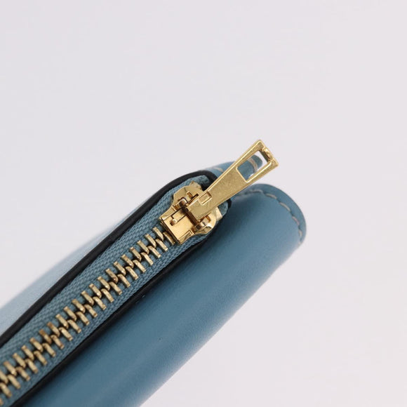 LOEWE Anagram Gate Mini Wallet Leather Blue Gold Auth 182937M