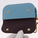 LOEWE Anagram Gate Mini Wallet Leather Blue Gold Auth 182937M-9