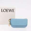 LOEWE Anagram Gate Mini Wallet Leather Blue Gold Auth 182937M-12