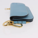 LOEWE Anagram Gate Mini Wallet Leather Blue Gold Auth 182937M-4