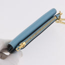 LOEWE Anagram Gate Mini Wallet Leather Blue Gold Auth 182937M-5