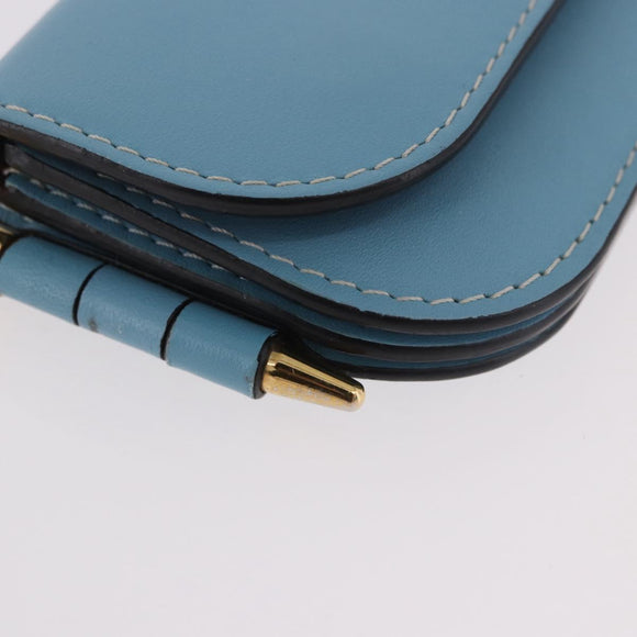 LOEWE Anagram Gate Mini Wallet Leather Blue Gold Auth 182937M