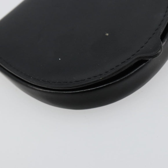CARTIER Coin Purse Leather Black Silver Auth 182938A