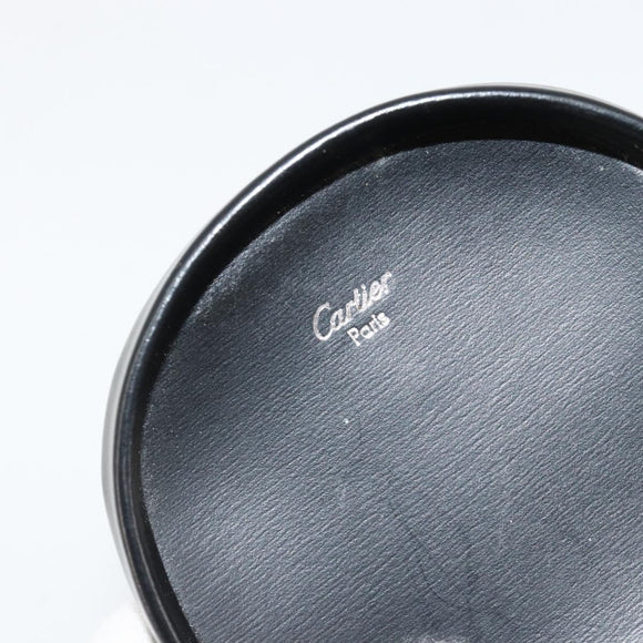 CARTIER Coin Purse Leather Black Silver Auth 182938A