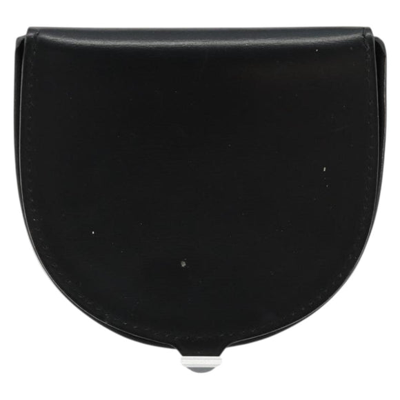 CARTIER Coin Purse Leather Black Silver Auth 182938A