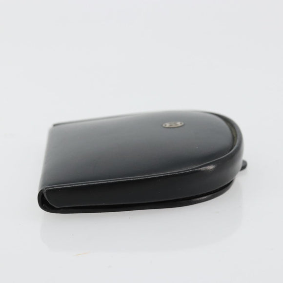 CARTIER Coin Purse Leather Black Silver Auth 182938A