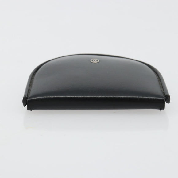 CARTIER Coin Purse Leather Black Silver Auth 182938A
