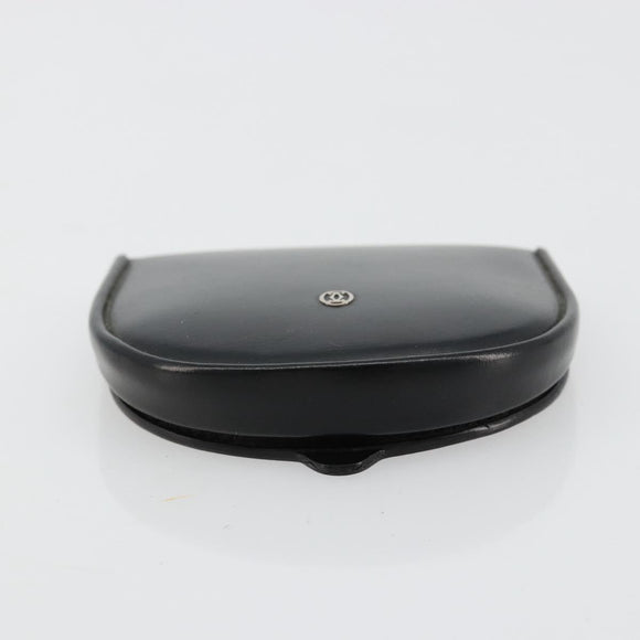 CARTIER Coin Purse Leather Black Silver Auth 182938A