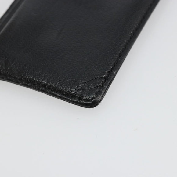 CHANEL Card Case Leather Black CC Auth 182939