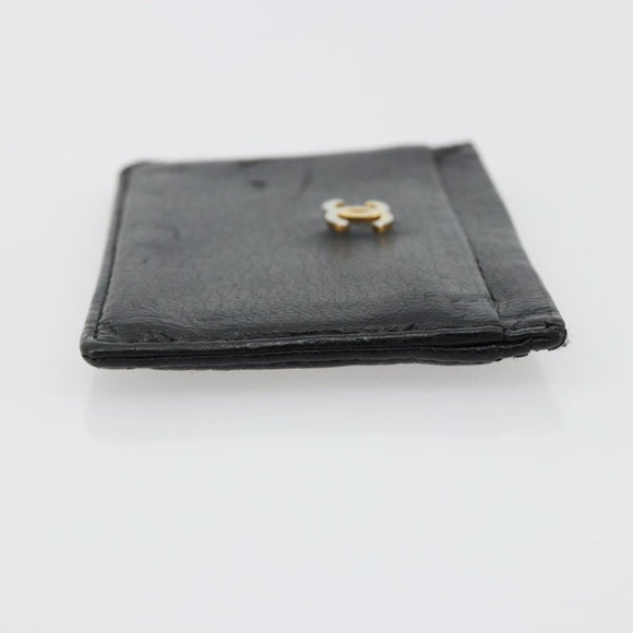 CHANEL Card Case Leather Black CC Auth 182939