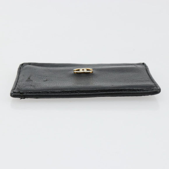 CHANEL Card Case Leather Black CC Auth 182939
