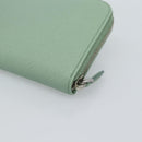 PRADA Ribbon Long Wallet Saffiano leather Green Silver Auth 182941SAM-15