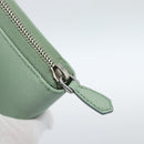 PRADA Ribbon Long Wallet Saffiano leather Green Silver Auth 182941SAM-8