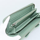 PRADA Ribbon Long Wallet Saffiano leather Green Silver Auth 182941SAM-9