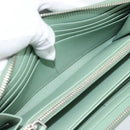 PRADA Ribbon Long Wallet Saffiano leather Green Silver Auth 182941SAM-20