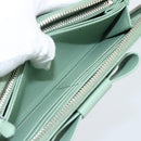 PRADA Ribbon Long Wallet Saffiano leather Green Silver Auth 182941SAM-23
