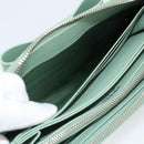 PRADA Ribbon Long Wallet Saffiano leather Green Silver Auth 182941SAM-24