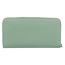 PRADA Ribbon Long Wallet Saffiano leather Green Silver Auth 182941SAM-2