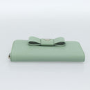 PRADA Ribbon Long Wallet Saffiano leather Green Silver Auth 182941SAM-6