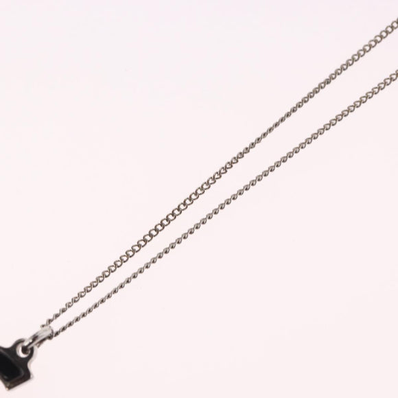 CHANEL COCO Mark Necklace metal Silver tone CC Auth 182942M