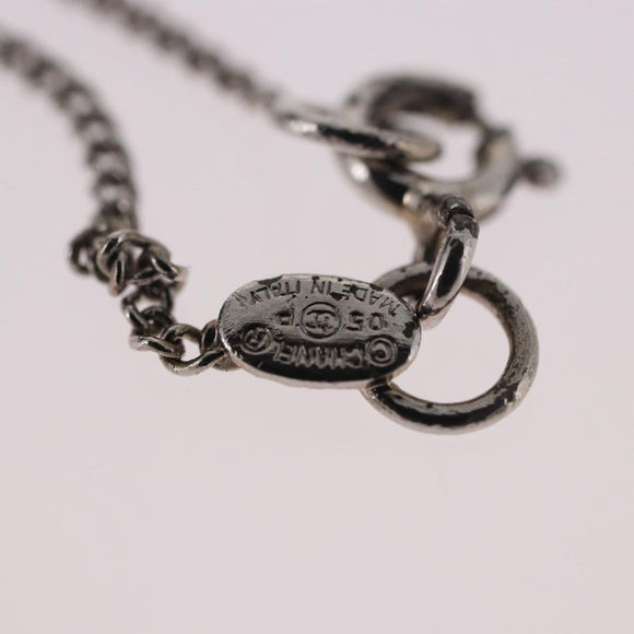 CHANEL COCO Mark Necklace metal Silver tone CC Auth 182942M