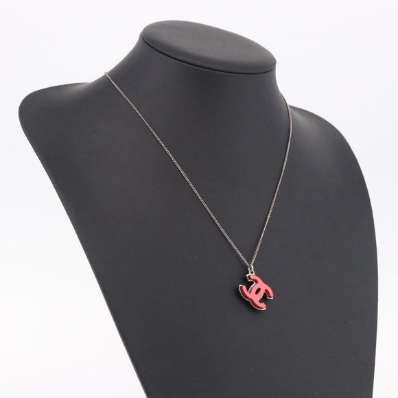 CHANEL COCO Mark Necklace metal Silver tone CC Auth 182942M