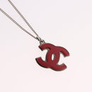 CHANEL COCO Mark Necklace metal Silver tone CC Auth 182942M-3