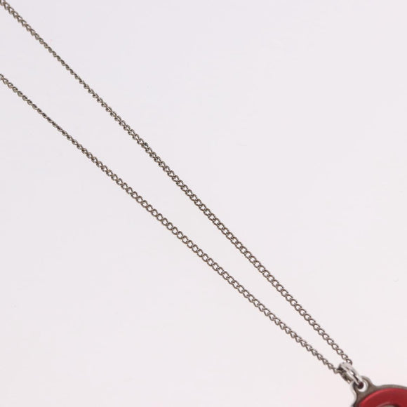 CHANEL COCO Mark Necklace metal Silver tone CC Auth 182942M