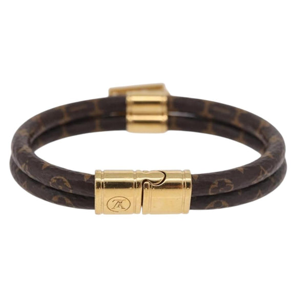 LOUIS VUITTON Monogram Brass Keep It Twice Bracelet M6640E LV Auth 182947M
