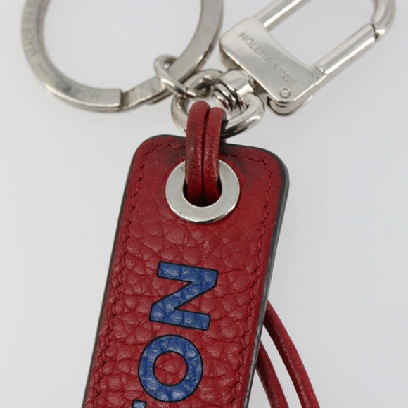 LOUIS VUITTON Porte Cles Tab Key Ring Leather Red Blue M64172 LV Auth 182948M