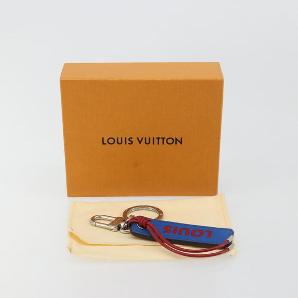 LOUIS VUITTON Porte Cles Tab Key Ring Leather Red Blue M64172 LV Auth 182948M