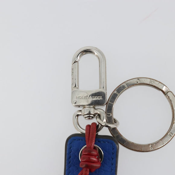 LOUIS VUITTON Porte Cles Tab Key Ring Leather Red Blue M64172 LV Auth 182948M