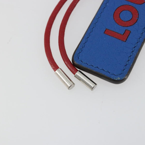 LOUIS VUITTON Porte Cles Tab Key Ring Leather Red Blue M64172 LV Auth 182948M