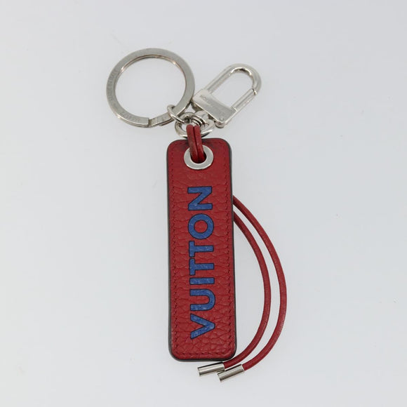 LOUIS VUITTON Porte Cles Tab Key Ring Leather Red Blue M64172 LV Auth 182948M