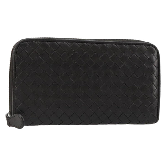BOTTEGA VENETA INTRECCIATO Long Wallet Leather Dark Brown Auth 182950